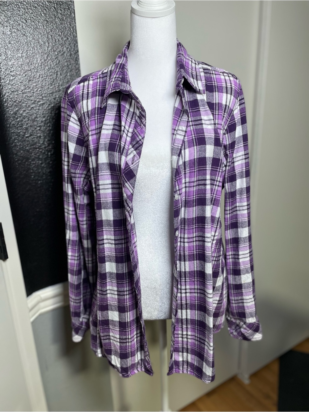 Indigo Purple & White Plaid Utility Shirt Jacket